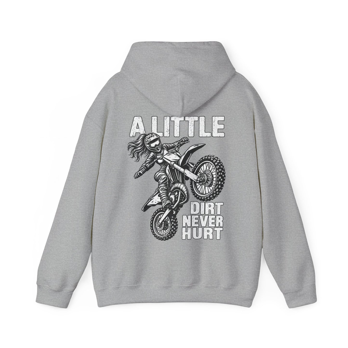 Women’s Motocross Hoodie – “Real Girls Let ‘Er Eat / A Little Dirt Never Hurt” Dirt Bike Pullover