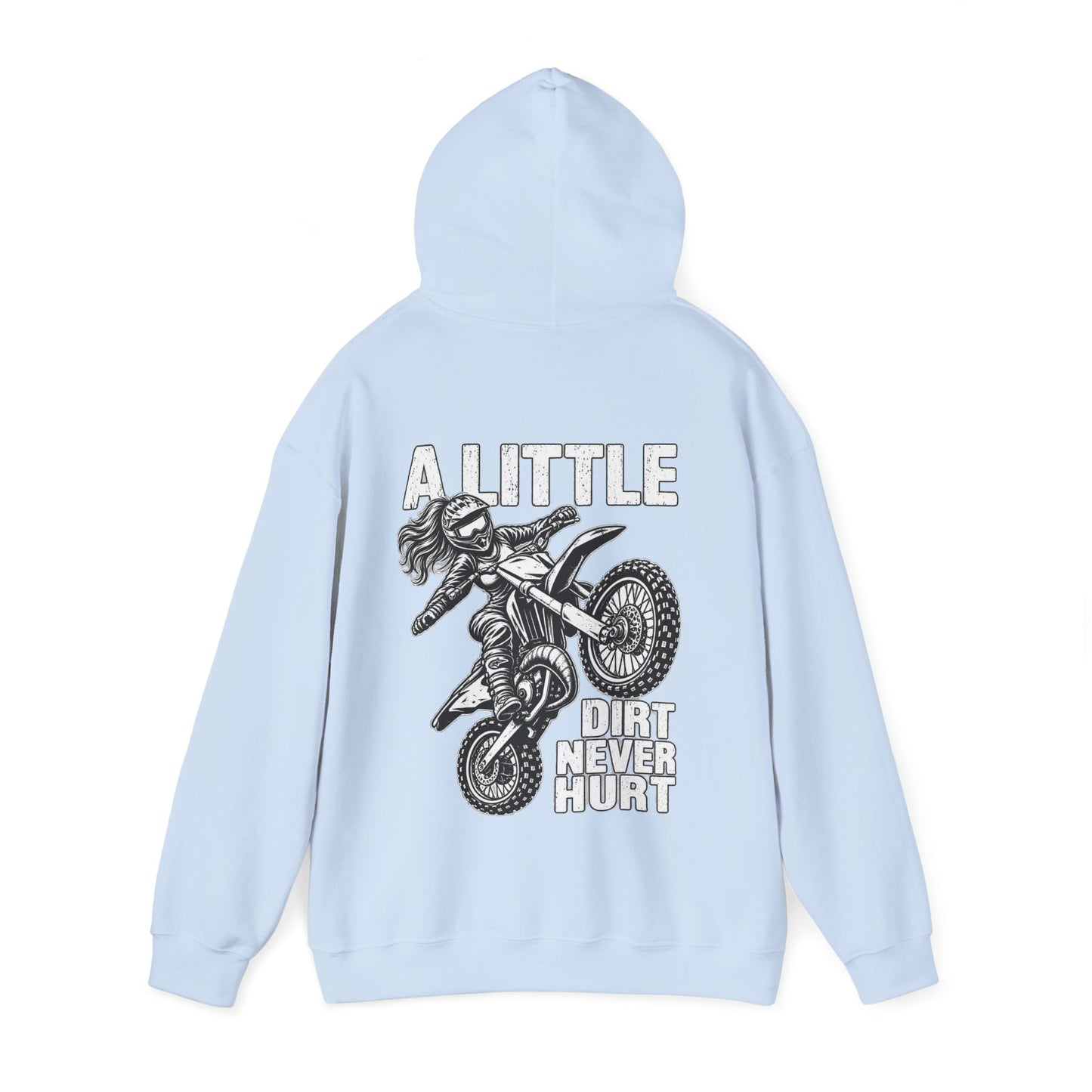 Women’s Motocross Hoodie – “Real Girls Let ‘Er Eat / A Little Dirt Never Hurt” Dirt Bike Pullover