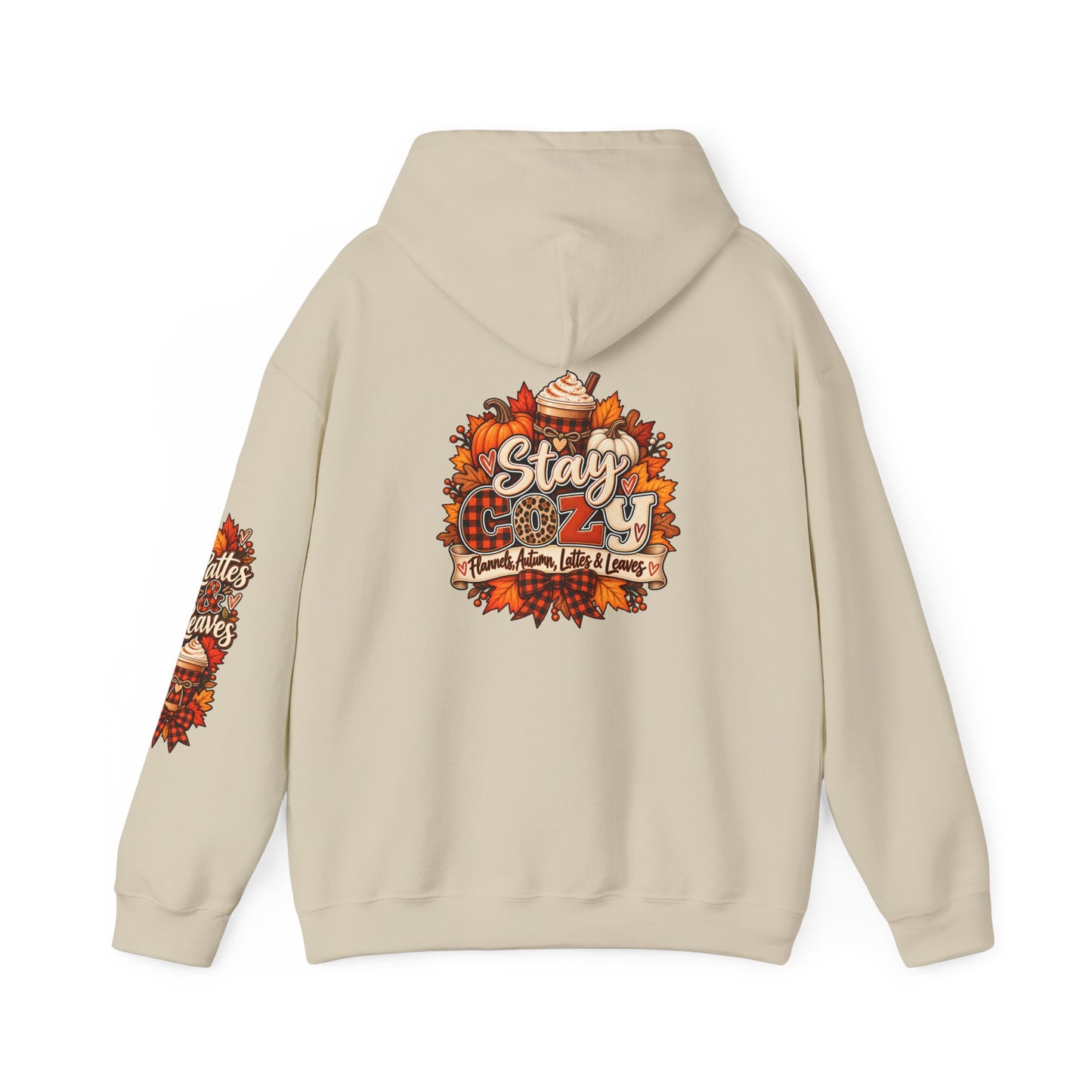 Fall Cozy Hoodie — "Stay Cozy" Autumn Leaves & Pumpkin Spice Sweatshirt