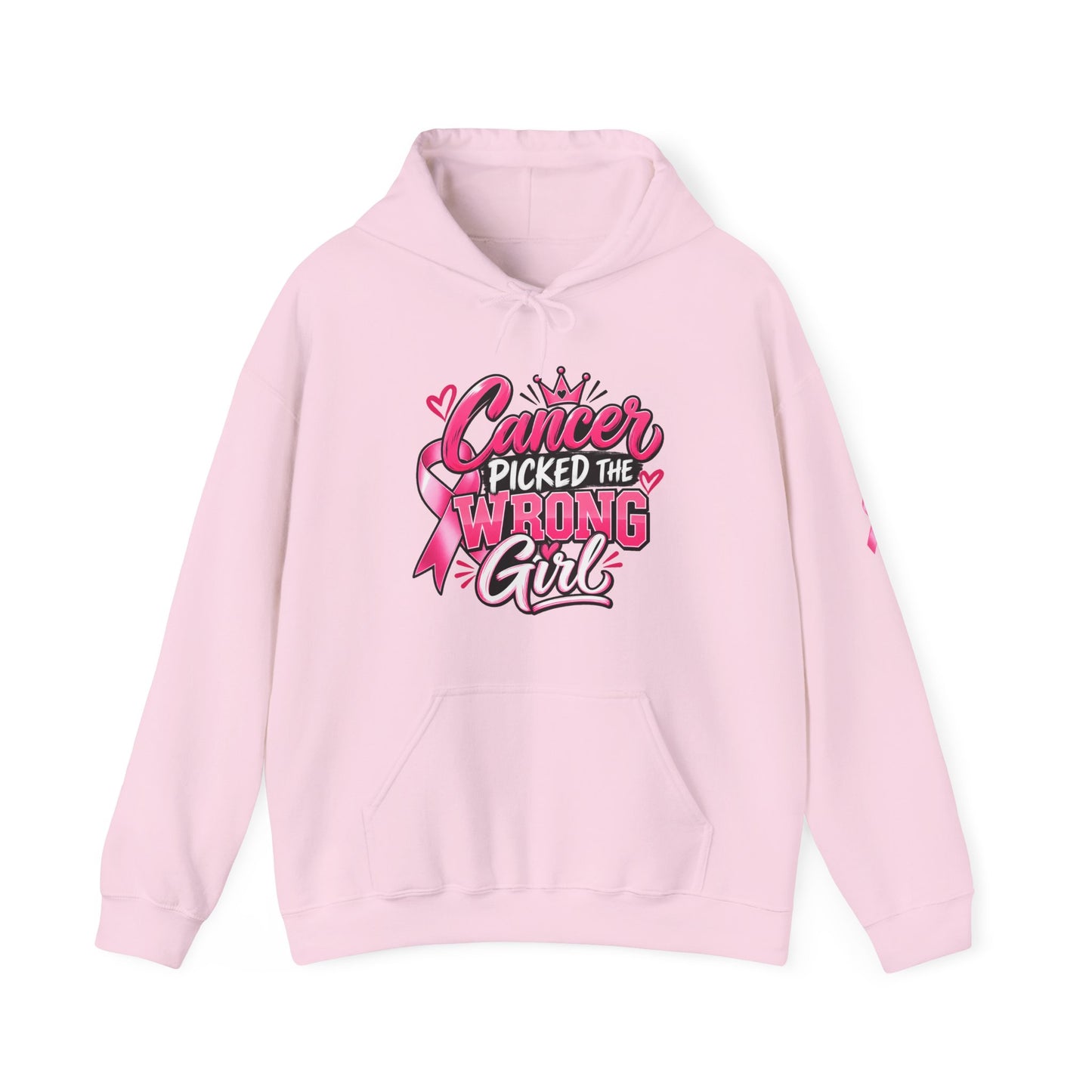 Breast Cancer Survivor Hoodie — “Cancer Picked the Wrong Girl” / Faith Strength Courage