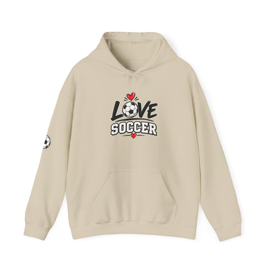 Soccer Love Hoodie – 'Love Soccer' Heart & Ball Graphic Hooded Sweatshirt