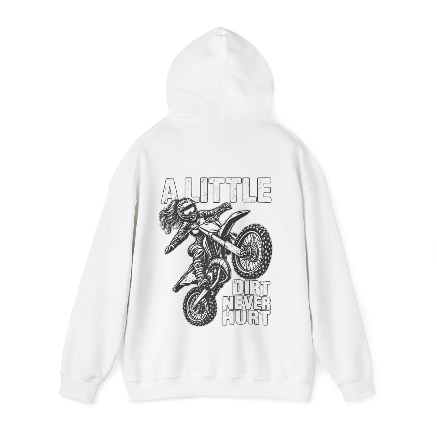 Women’s Motocross Hoodie – “Real Girls Let ‘Er Eat / A Little Dirt Never Hurt” Dirt Bike Pullover
