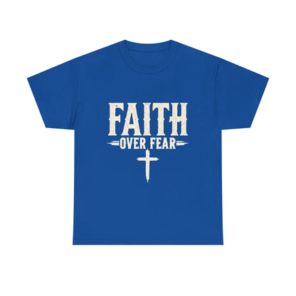 Faith Over Fear T-Shirt — Christian Inspirational Tee with Cross (Walk on Water Back Design)