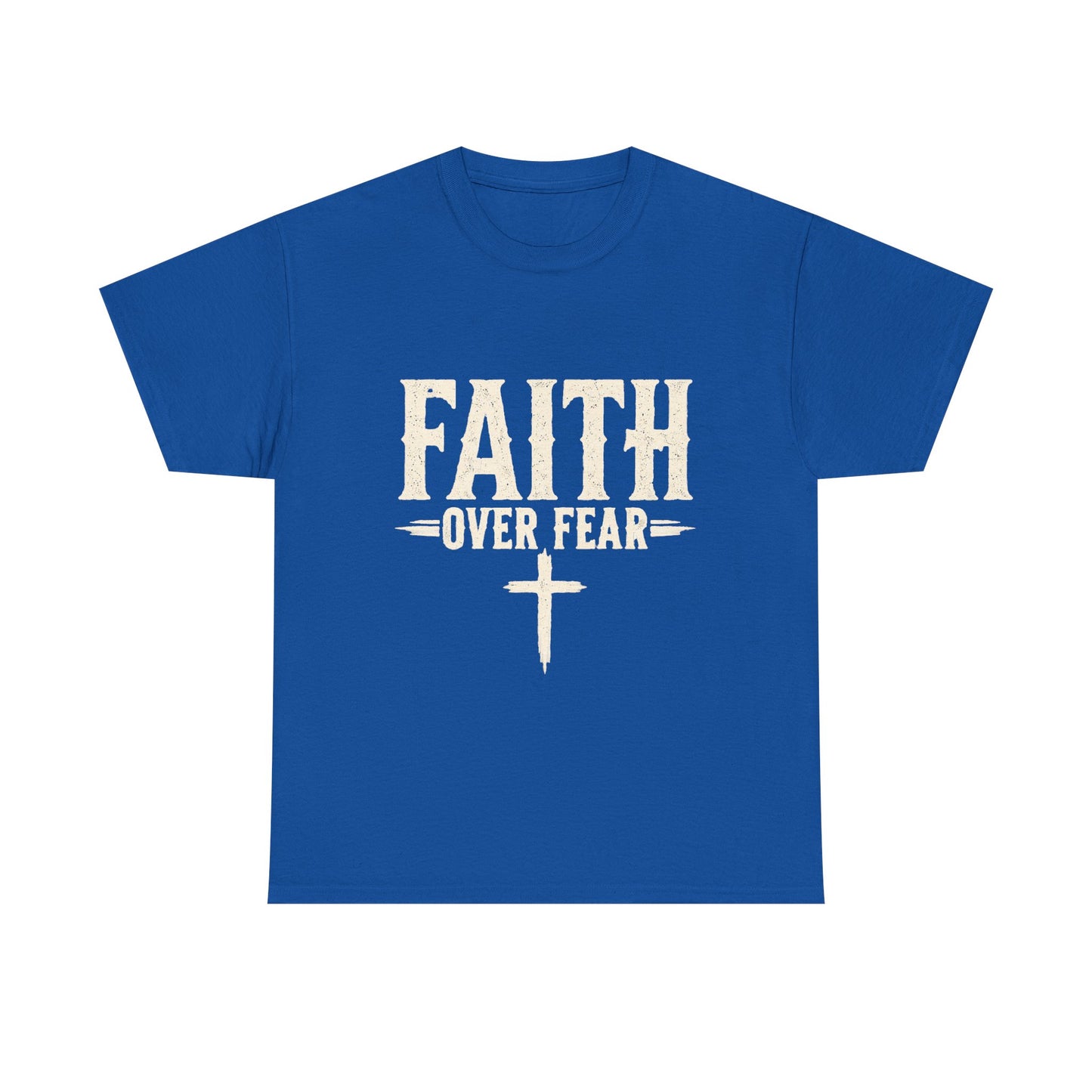 Faith Over Fear T-Shirt — Christian Inspirational Tee with Cross (Walk on Water Back Design)