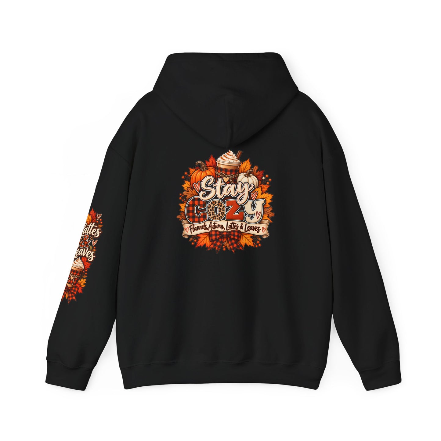 Fall Cozy Hoodie — "Stay Cozy" Autumn Leaves & Pumpkin Spice Sweatshirt