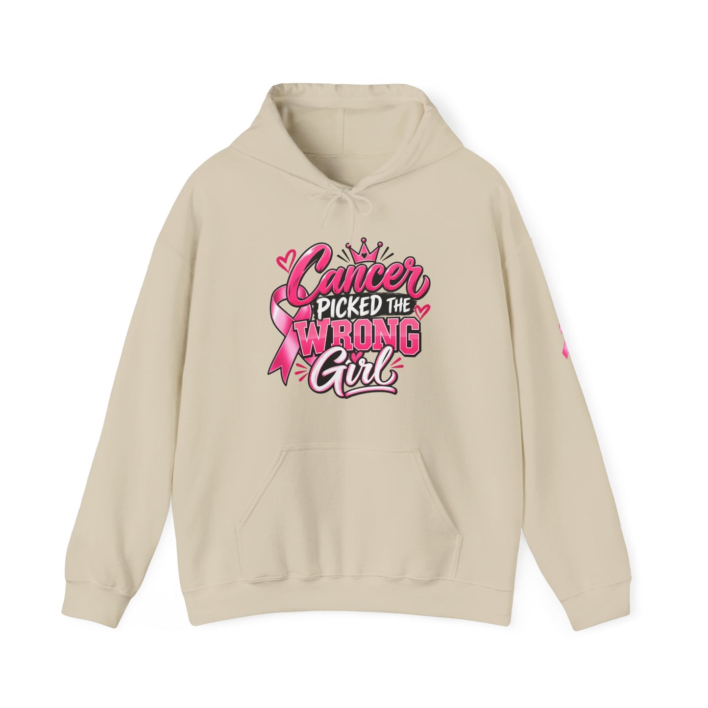 Breast Cancer Survivor Hoodie — “Cancer Picked the Wrong Girl” / Faith Strength Courage
