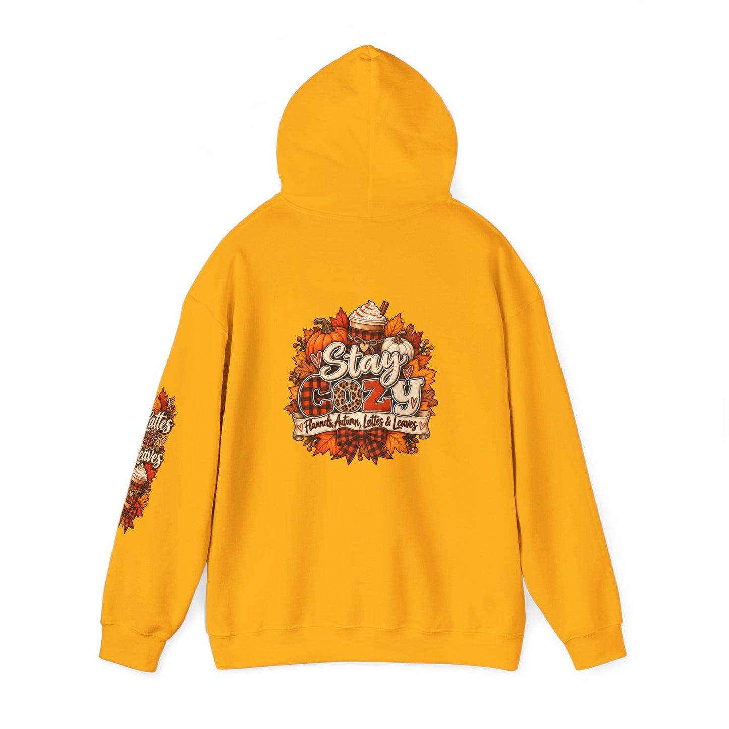 Fall Cozy Hoodie — "Stay Cozy" Autumn Leaves & Pumpkin Spice Sweatshirt