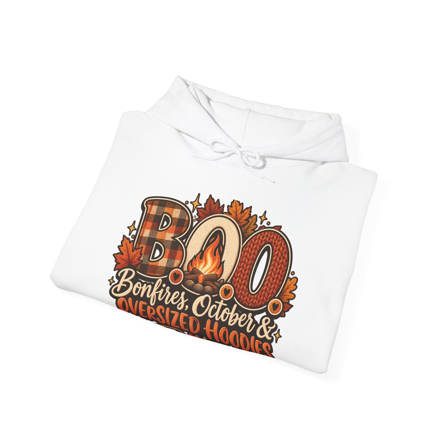 Hoodie — "Boo Bonfires October Oversized Hoodies" Cozy Fall Pullover (Stay Cozy)