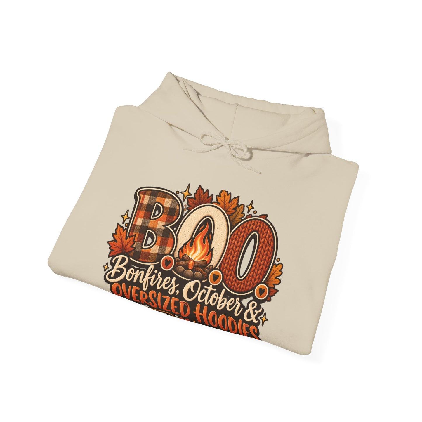 Hoodie — "Boo Bonfires October Oversized Hoodies" Cozy Fall Pullover (Stay Cozy)
