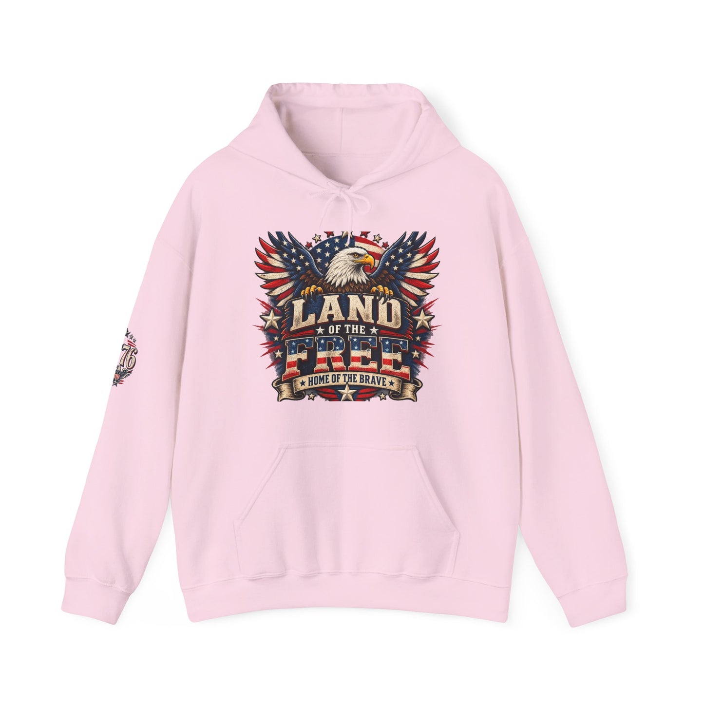 Patriotic 'Land of the Free' Eagle Hoodie – American Flag Veteran Tribute