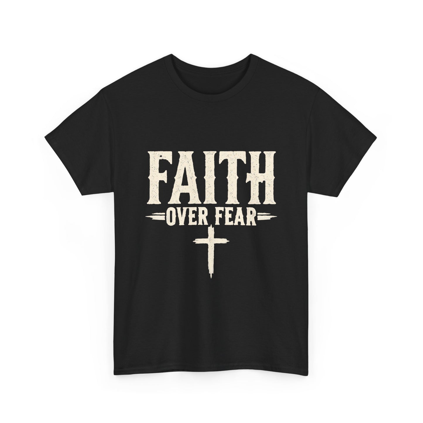 Faith Over Fear T-Shirt — Christian Inspirational Tee with Cross (Walk on Water Back Design)