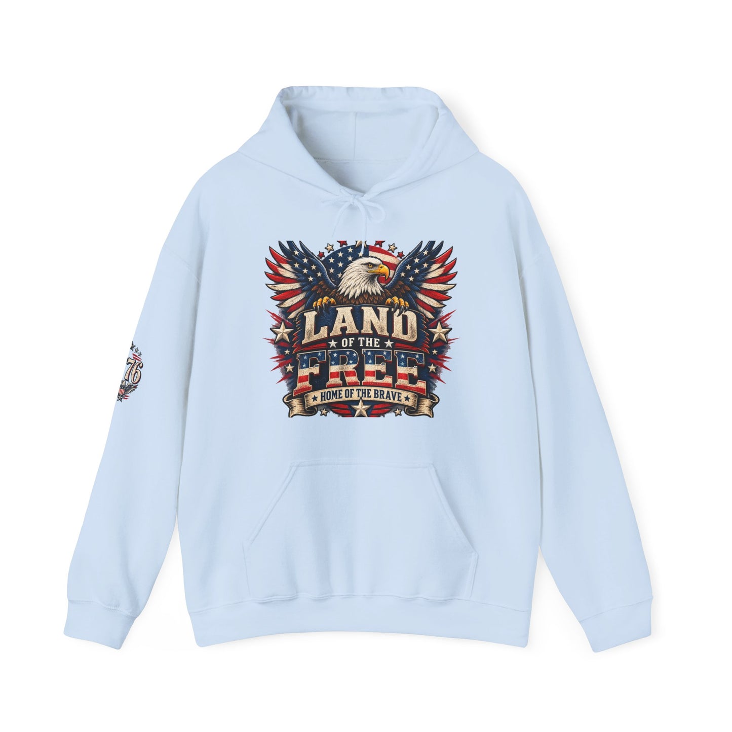 Patriotic 'Land of the Free' Eagle Hoodie – American Flag Veteran Tribute