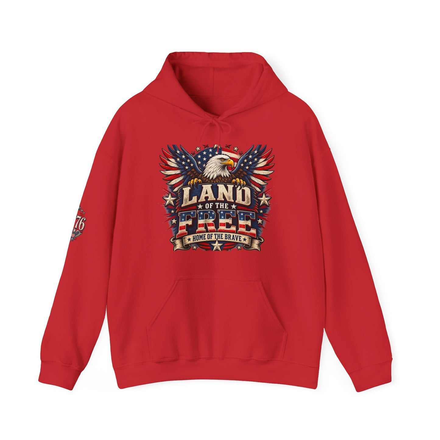 Patriotic 'Land of the Free' Eagle Hoodie – American Flag Veteran Tribute