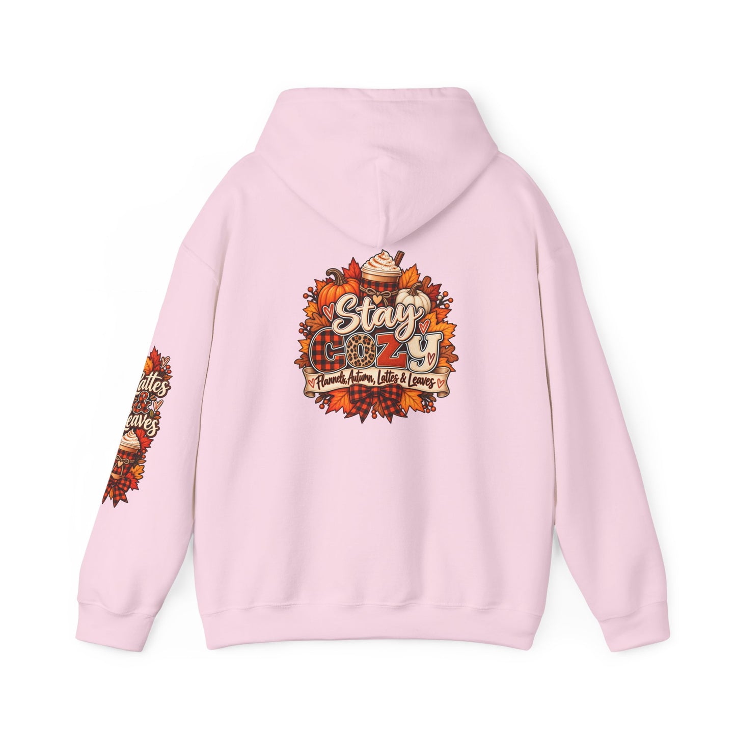 Fall Cozy Hoodie — "Stay Cozy" Autumn Leaves & Pumpkin Spice Sweatshirt