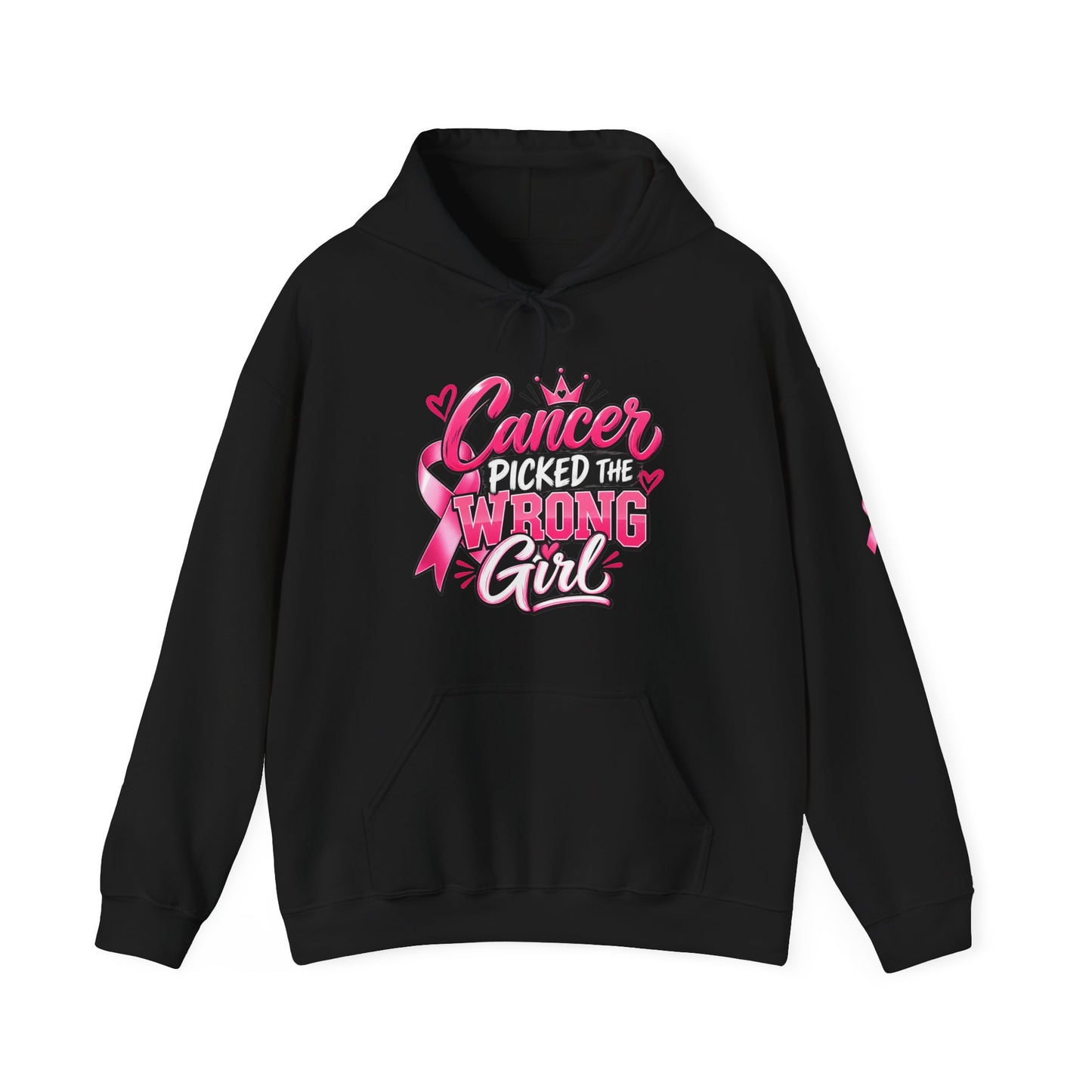 Breast Cancer Survivor Hoodie — “Cancer Picked the Wrong Girl” / Faith Strength Courage