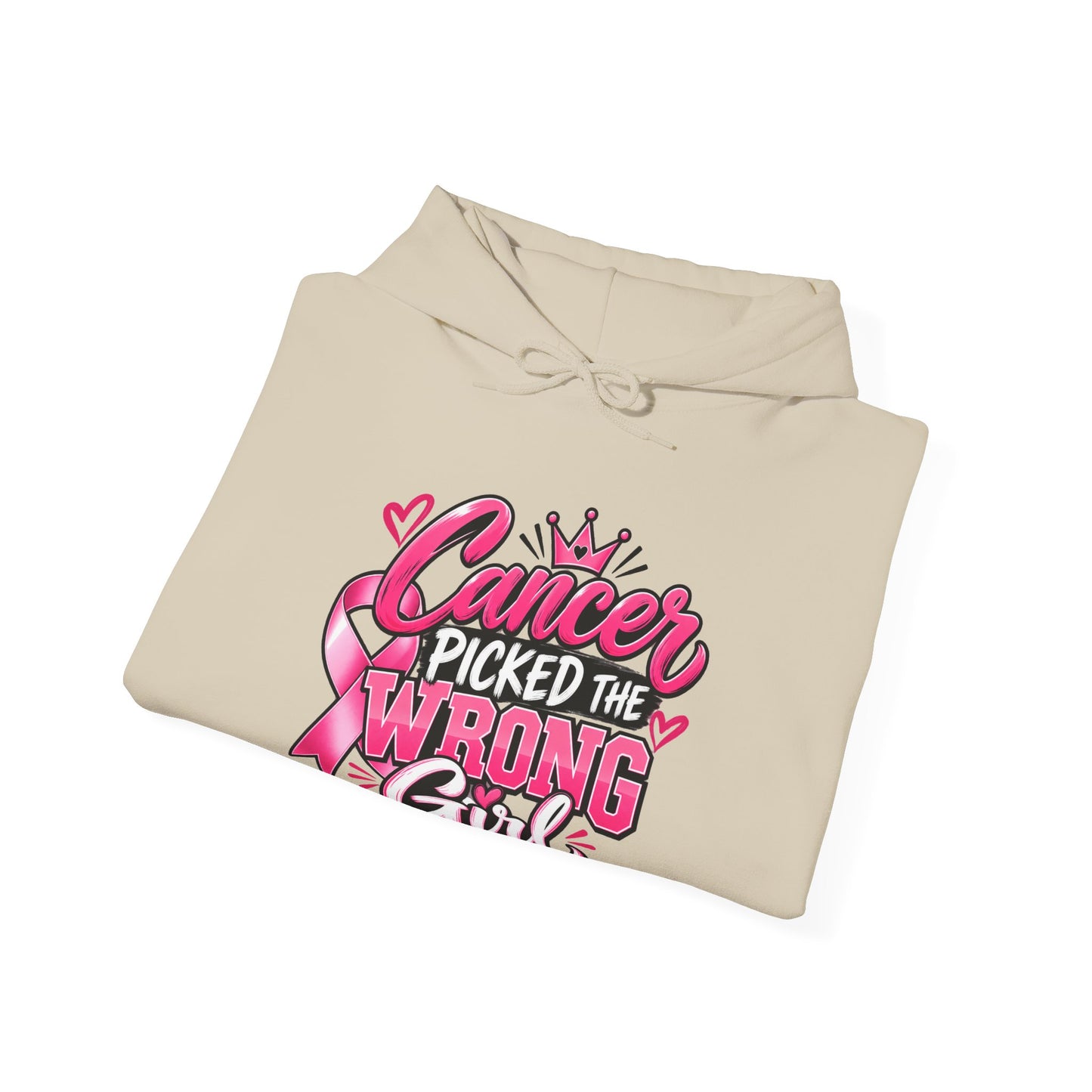 Breast Cancer Survivor Hoodie — “Cancer Picked the Wrong Girl” / Faith Strength Courage