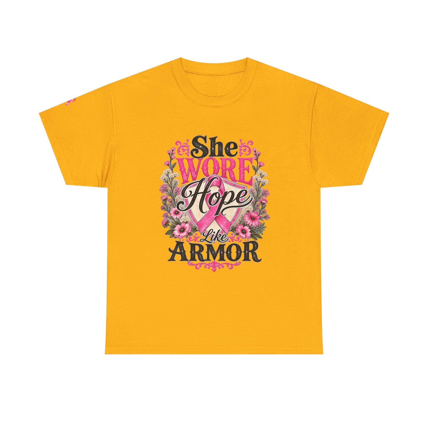 She Wore Hope Like Armor T-Shirt — Inspirational Floral Women’s Tee