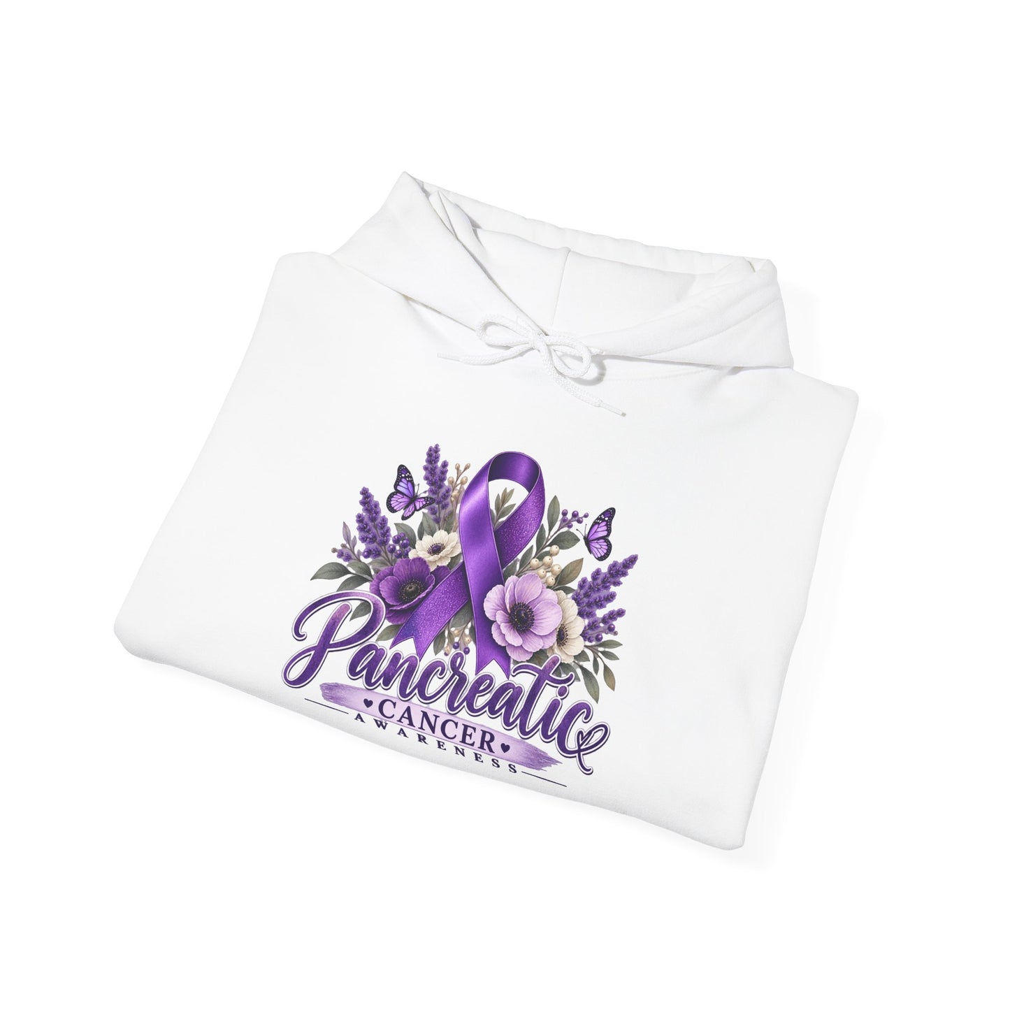 Pancreatic Cancer Awareness Hoodie – Purple Ribbon Floral Support Sweatshirt