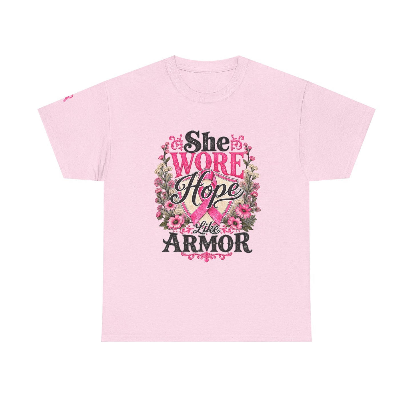 She Wore Hope Like Armor T-Shirt — Inspirational Floral Women’s Tee
