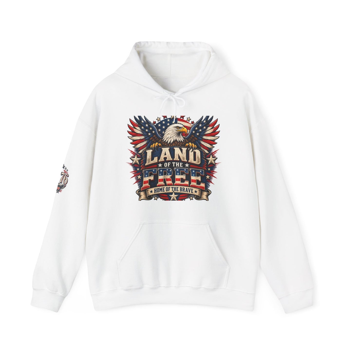 Patriotic 'Land of the Free' Eagle Hoodie – American Flag Veteran Tribute
