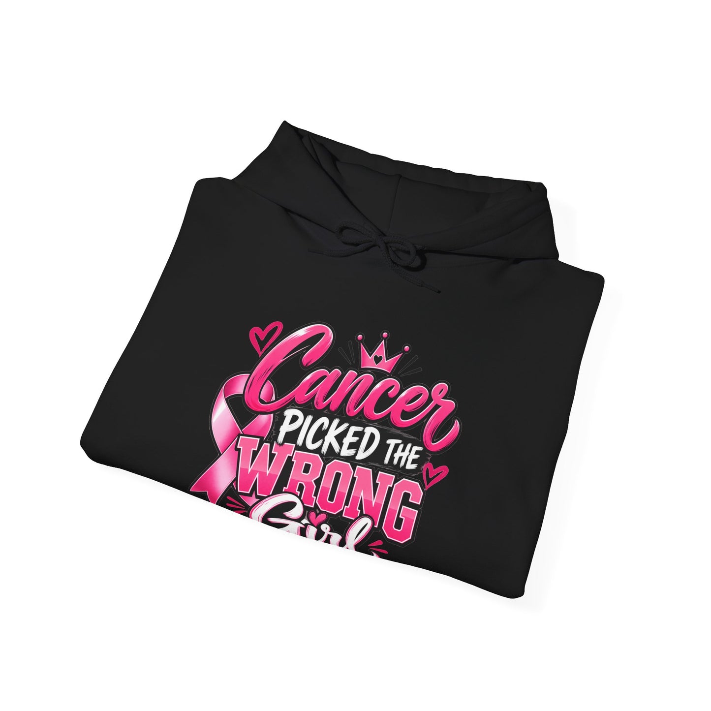 Breast Cancer Survivor Hoodie — “Cancer Picked the Wrong Girl” / Faith Strength Courage