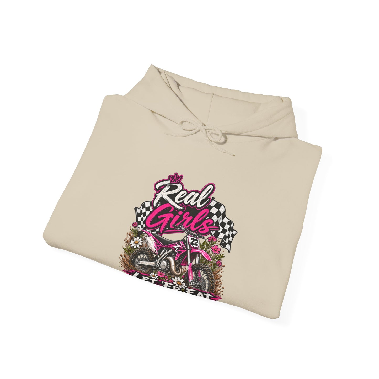 Racer Girl Motorcycle Hoodie — "Real Girls Let 'Er Eat" / "A Little Roost Never Hurt"