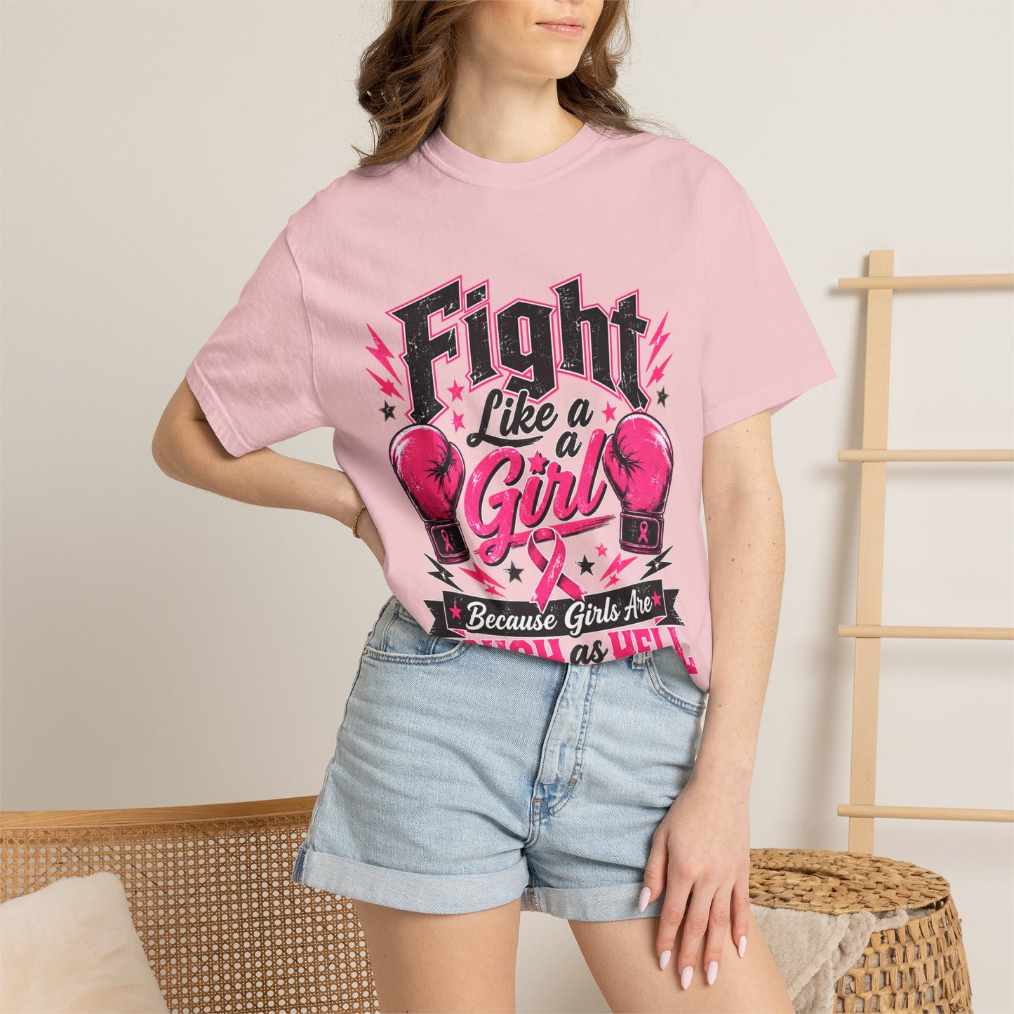 Fight Like a Girl T‑Shirt — "Because Girls Are Tough as Hell" Boxing Tee