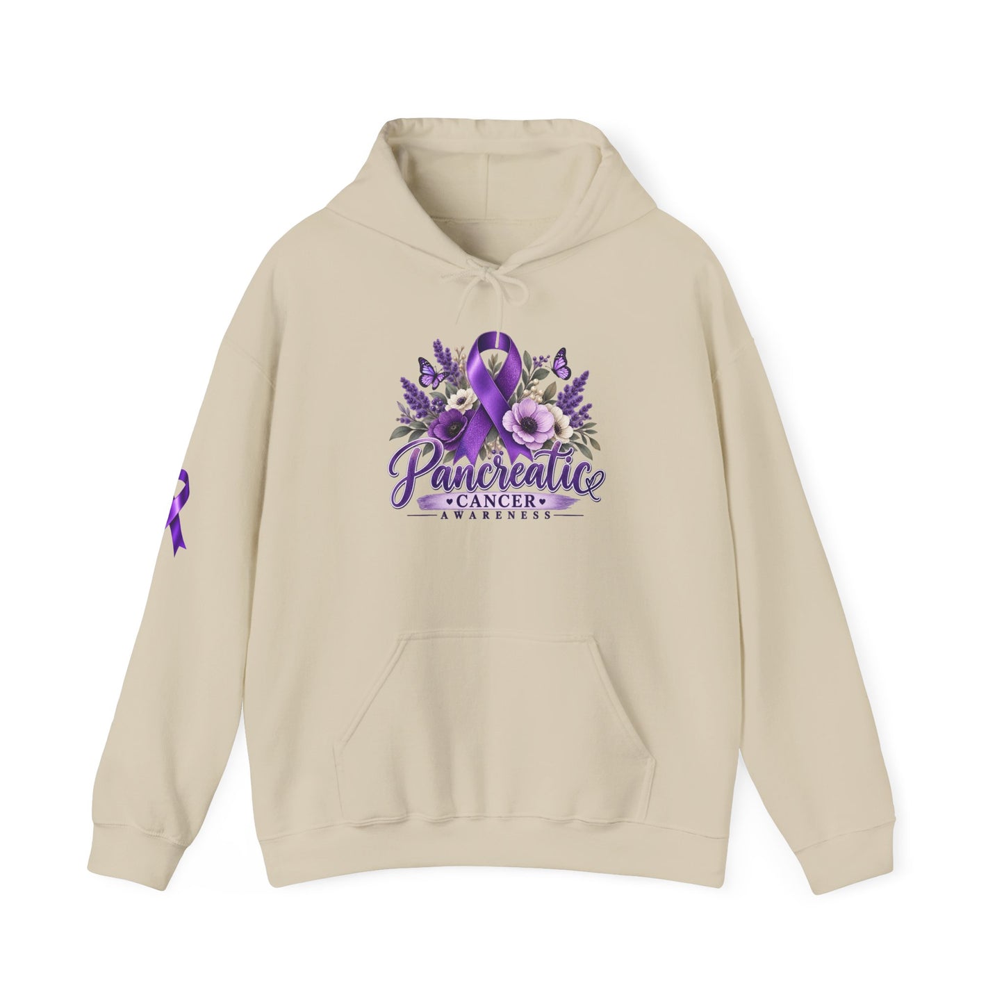 Pancreatic Cancer Awareness Hoodie – Purple Ribbon Floral Support Sweatshirt