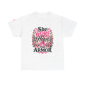 She Wore Hope Like Armor T-Shirt — Inspirational Floral Women’s Tee