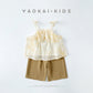 Girls' Toddler Strap Top Set  Style Flip Collar Shirt Shorts Two-Piece Outfit Trendy