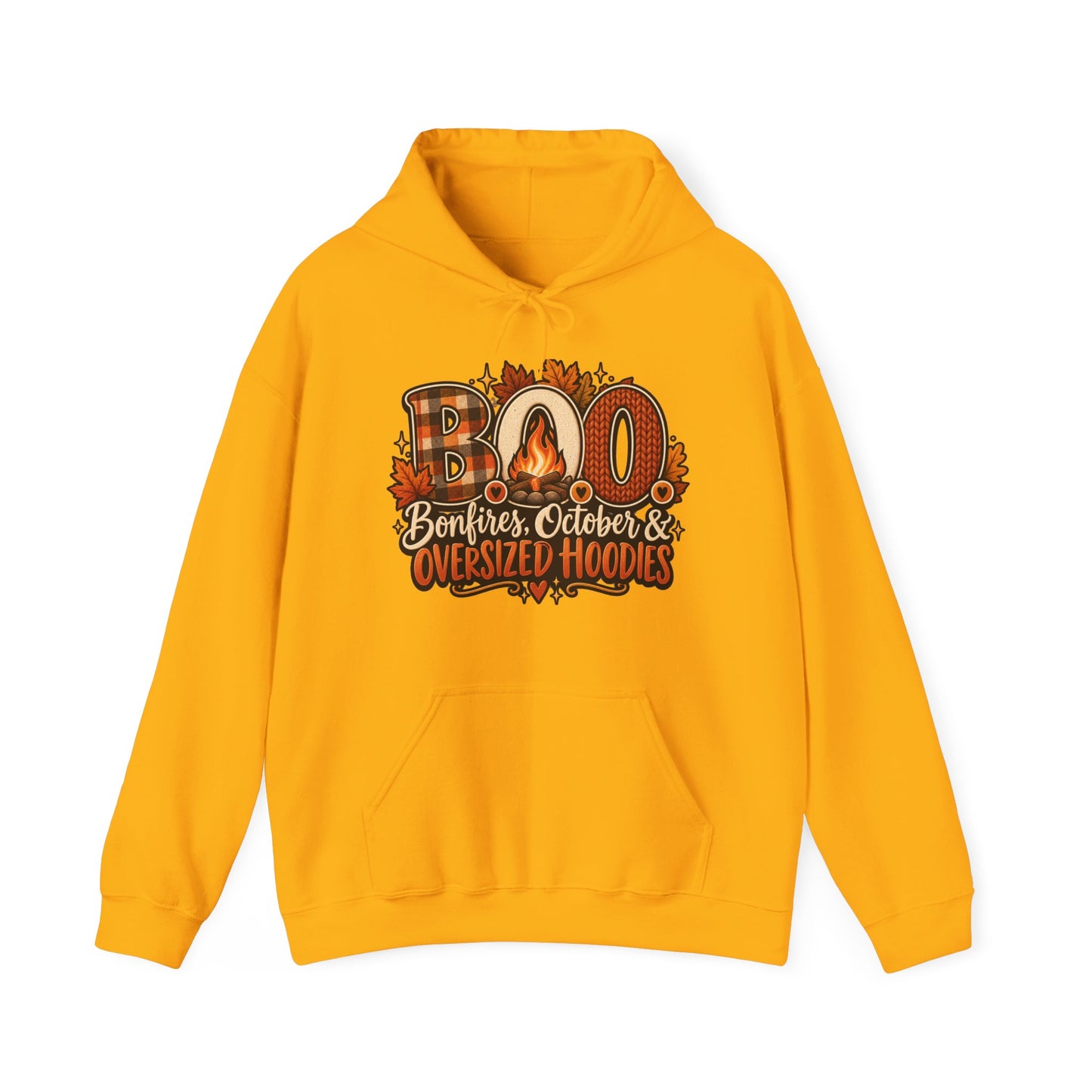 Hoodie — "Boo Bonfires October Oversized Hoodies" Cozy Fall Pullover (Stay Cozy)