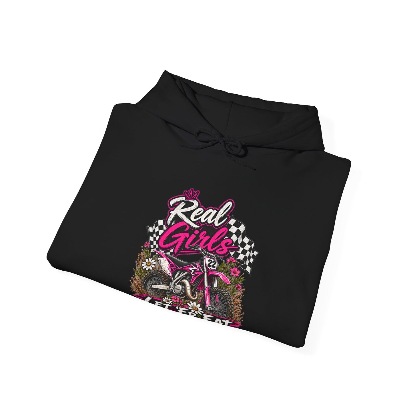 Racer Girl Motorcycle Hoodie — "Real Girls Let 'Er Eat" / "A Little Roost Never Hurt"