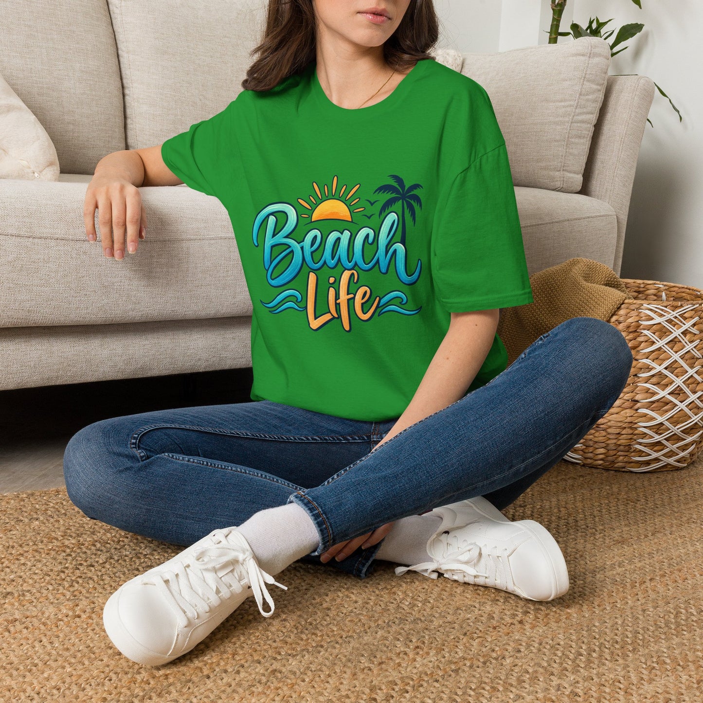 Beach Life T‑Shirt — Retro Sun & Palm Vacation Tee