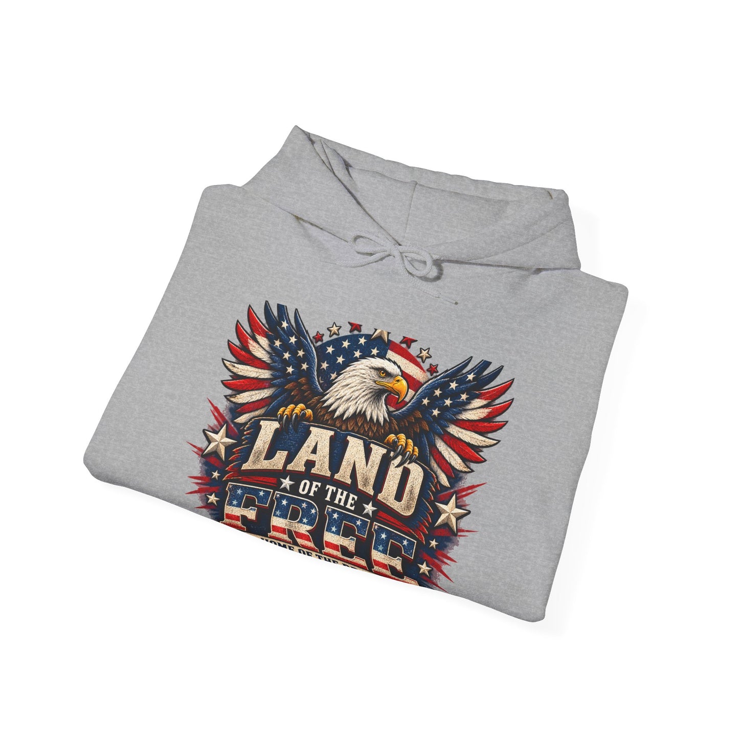 Patriotic 'Land of the Free' Eagle Hoodie – American Flag Veteran Tribute