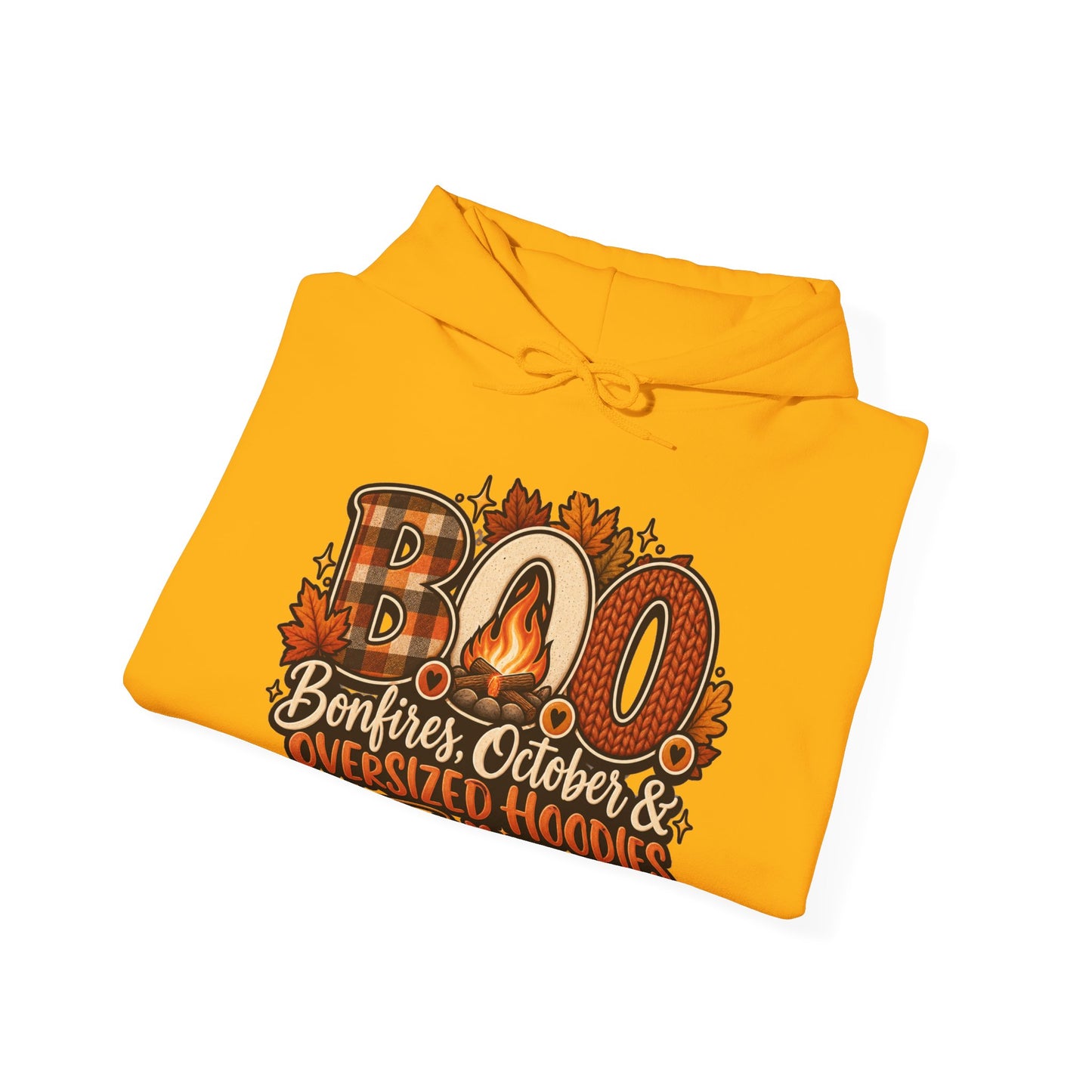 Hoodie — "Boo Bonfires October Oversized Hoodies" Cozy Fall Pullover (Stay Cozy)