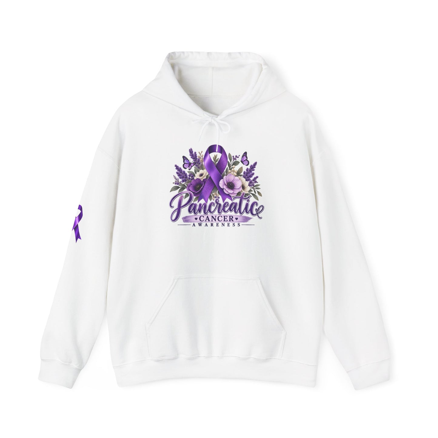 Pancreatic Cancer Awareness Hoodie – Purple Ribbon Floral Support Sweatshirt