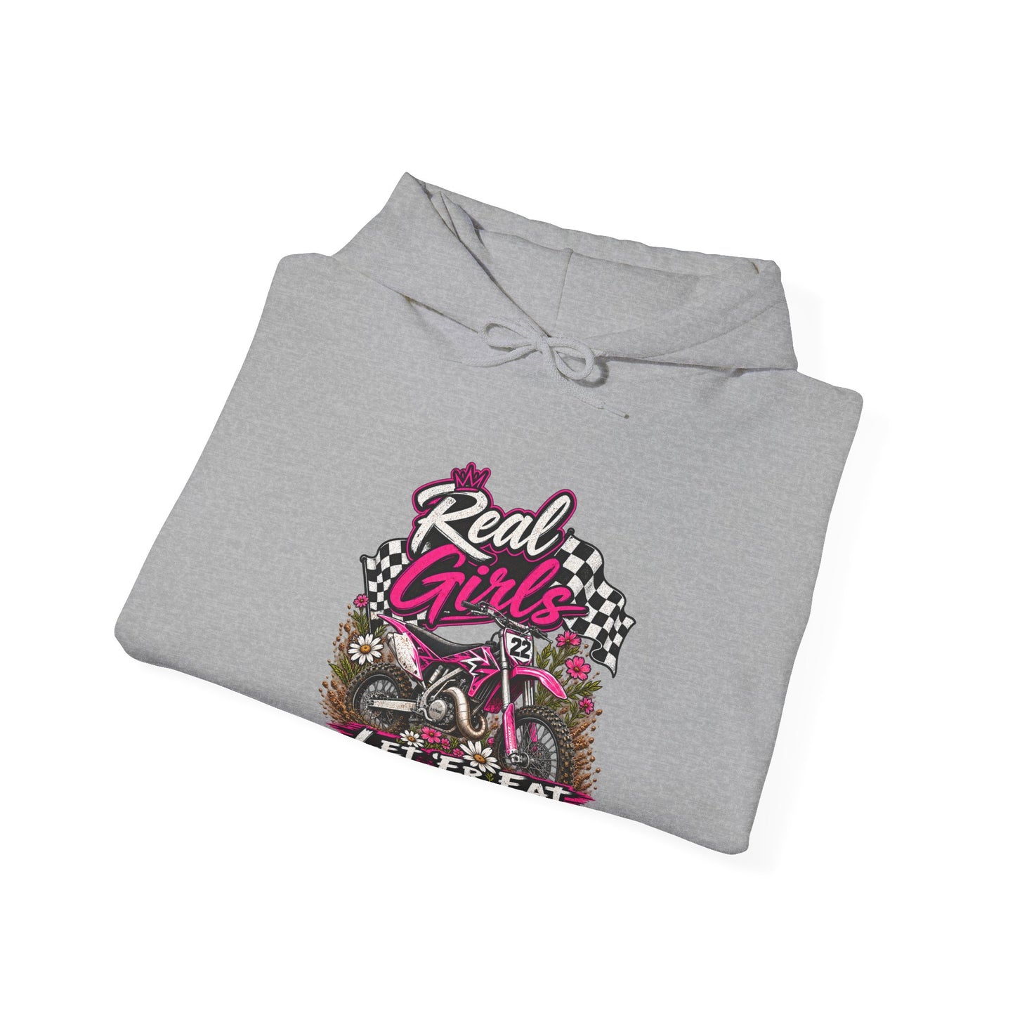 Racer Girl Motorcycle Hoodie — "Real Girls Let 'Er Eat" / "A Little Roost Never Hurt"