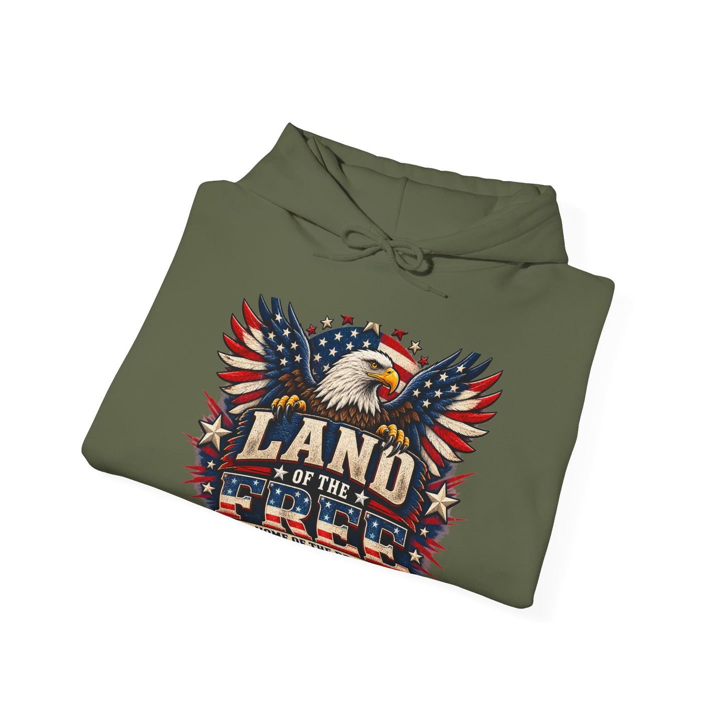 Patriotic 'Land of the Free' Eagle Hoodie – American Flag Veteran Tribute