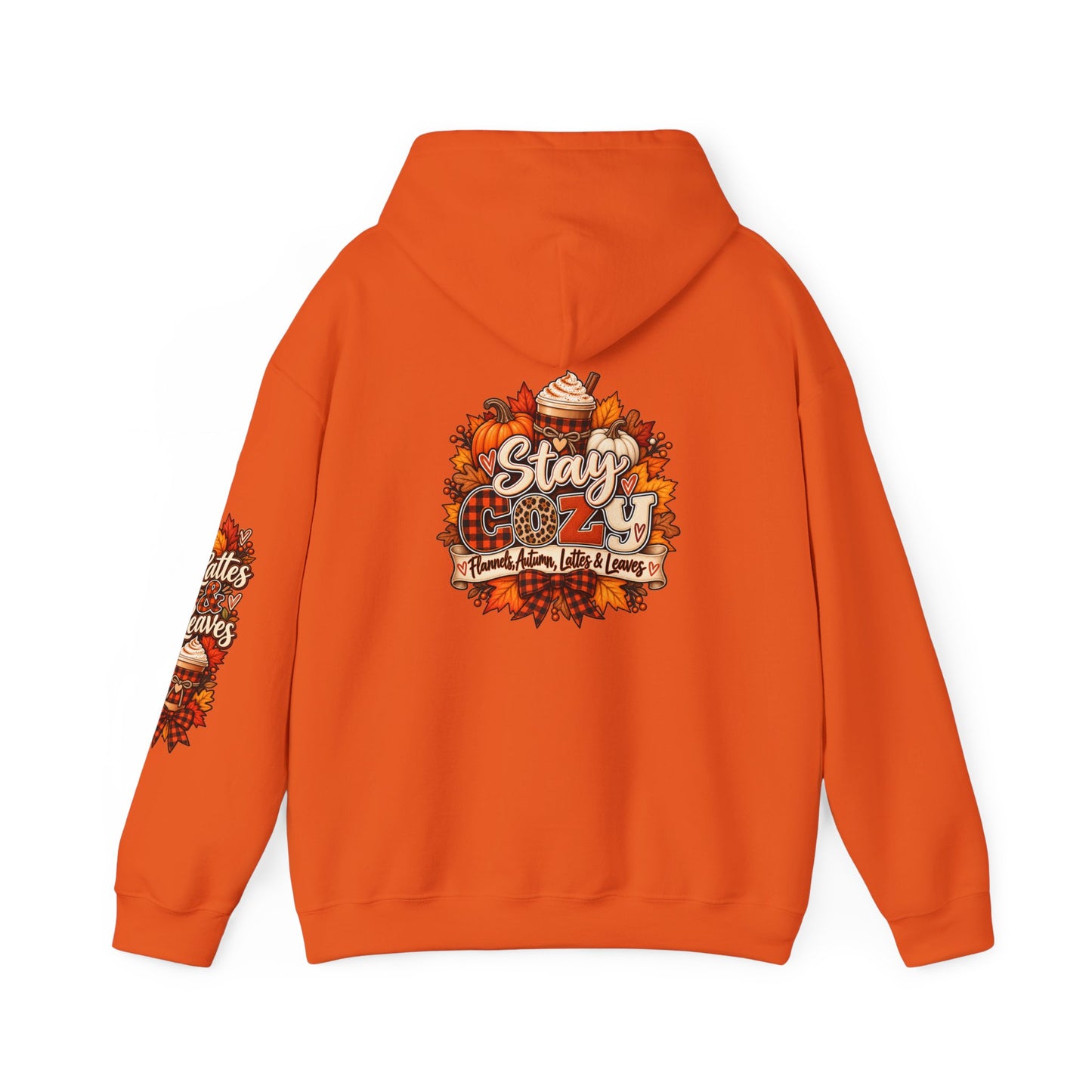 Fall Cozy Hoodie — "Stay Cozy" Autumn Leaves & Pumpkin Spice Sweatshirt