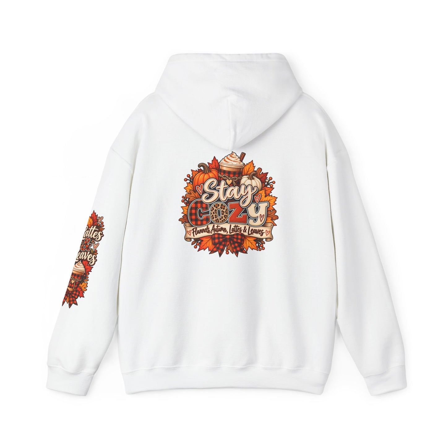 Fall Cozy Hoodie — "Stay Cozy" Autumn Leaves & Pumpkin Spice Sweatshirt