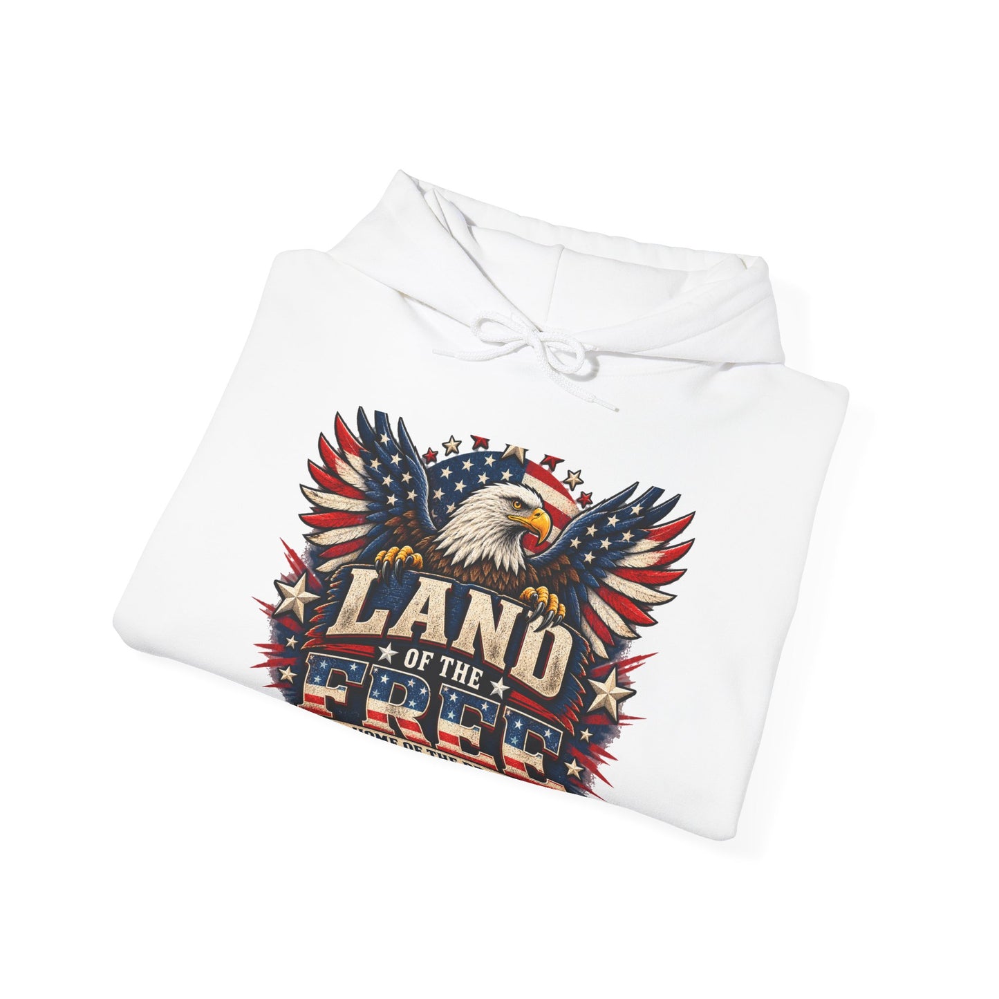 Patriotic 'Land of the Free' Eagle Hoodie – American Flag Veteran Tribute