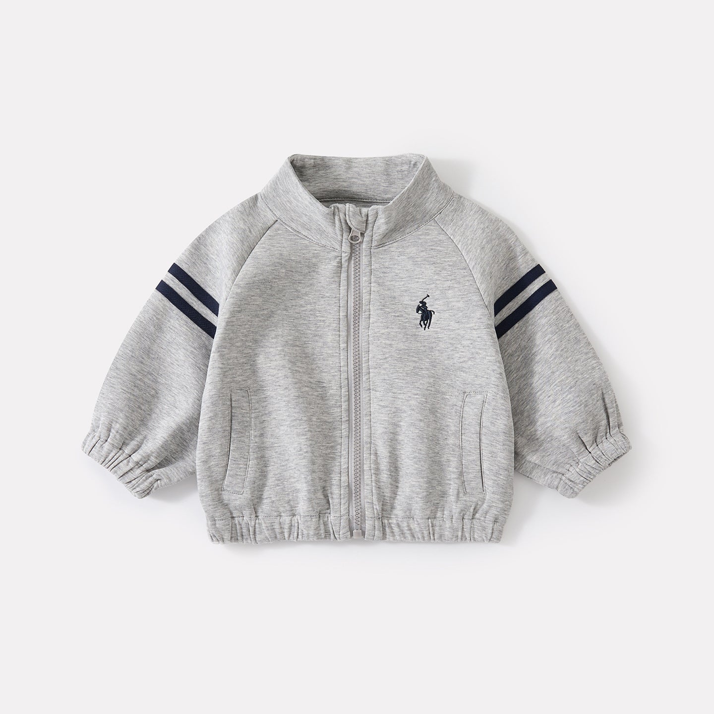Infant and Toddler Stand Collar Zipper TopBoy Side Stripe Elastic Cuffed Sweatpants